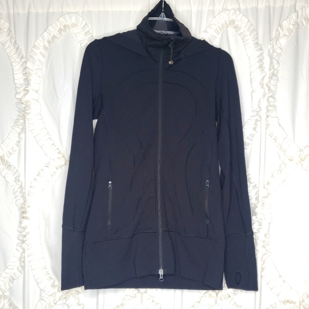 Lululemon Stride Jacket Full Zip Up Hooded Black Luon Size 6
